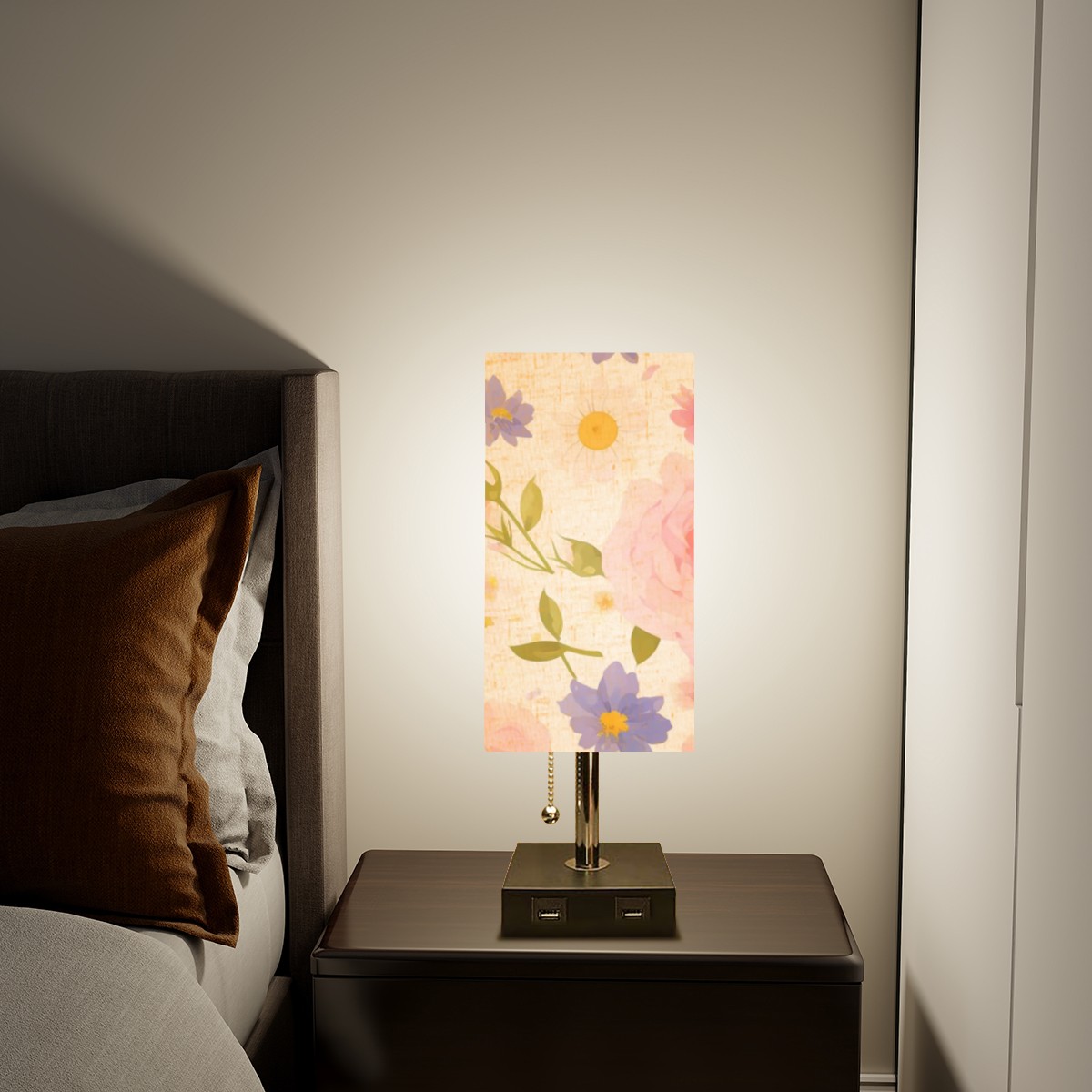 Square Table Lamp with USB Port No Trim