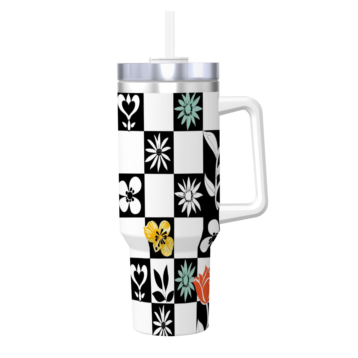 Travel Coffee Mug with Handle and Straw (40oz)