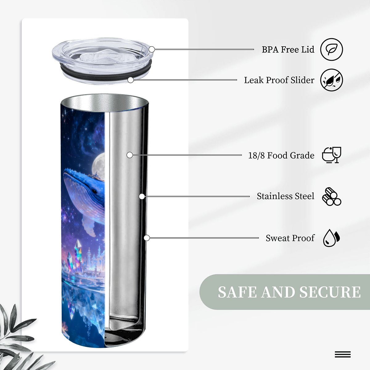 20oz Gerade Edelstahl-Thermobecher mit Strohhalm (Hergestellt in den USA)