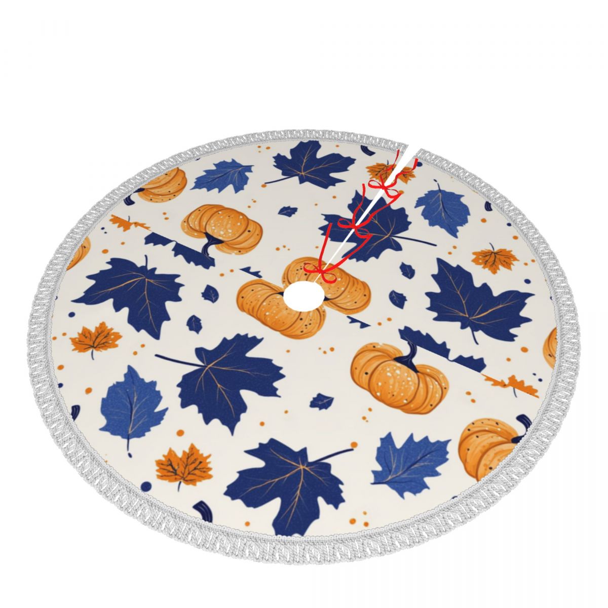 Symmetrical Thickened Christmas Tree Skirt with Tassel Edges