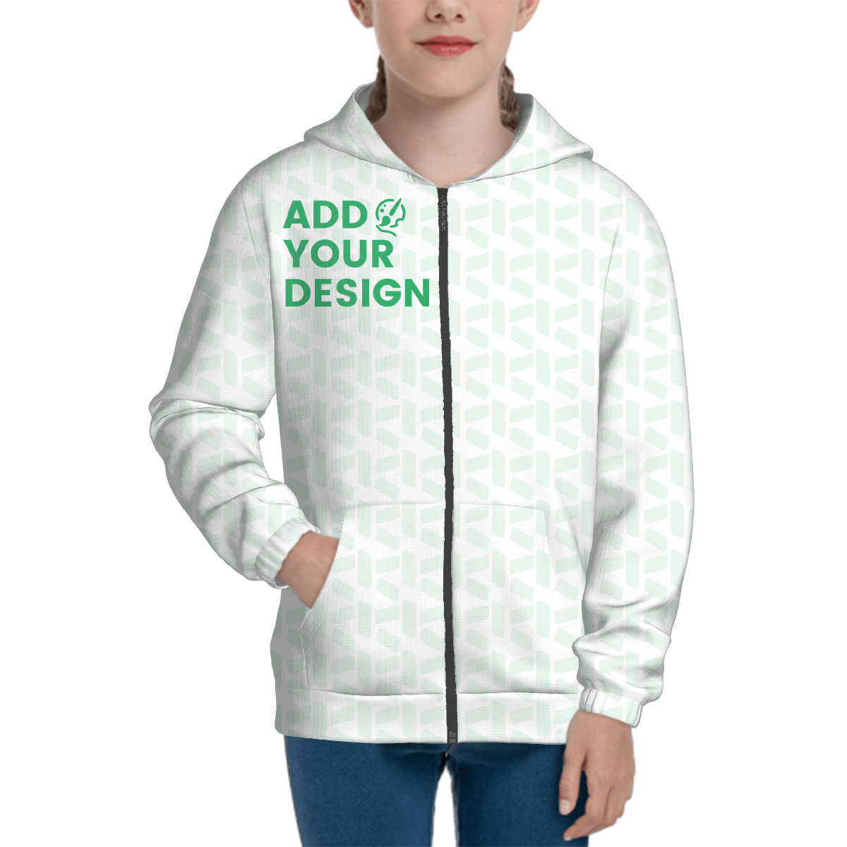 Teen Zip Up Hoodie (Without Cord) Customized Services