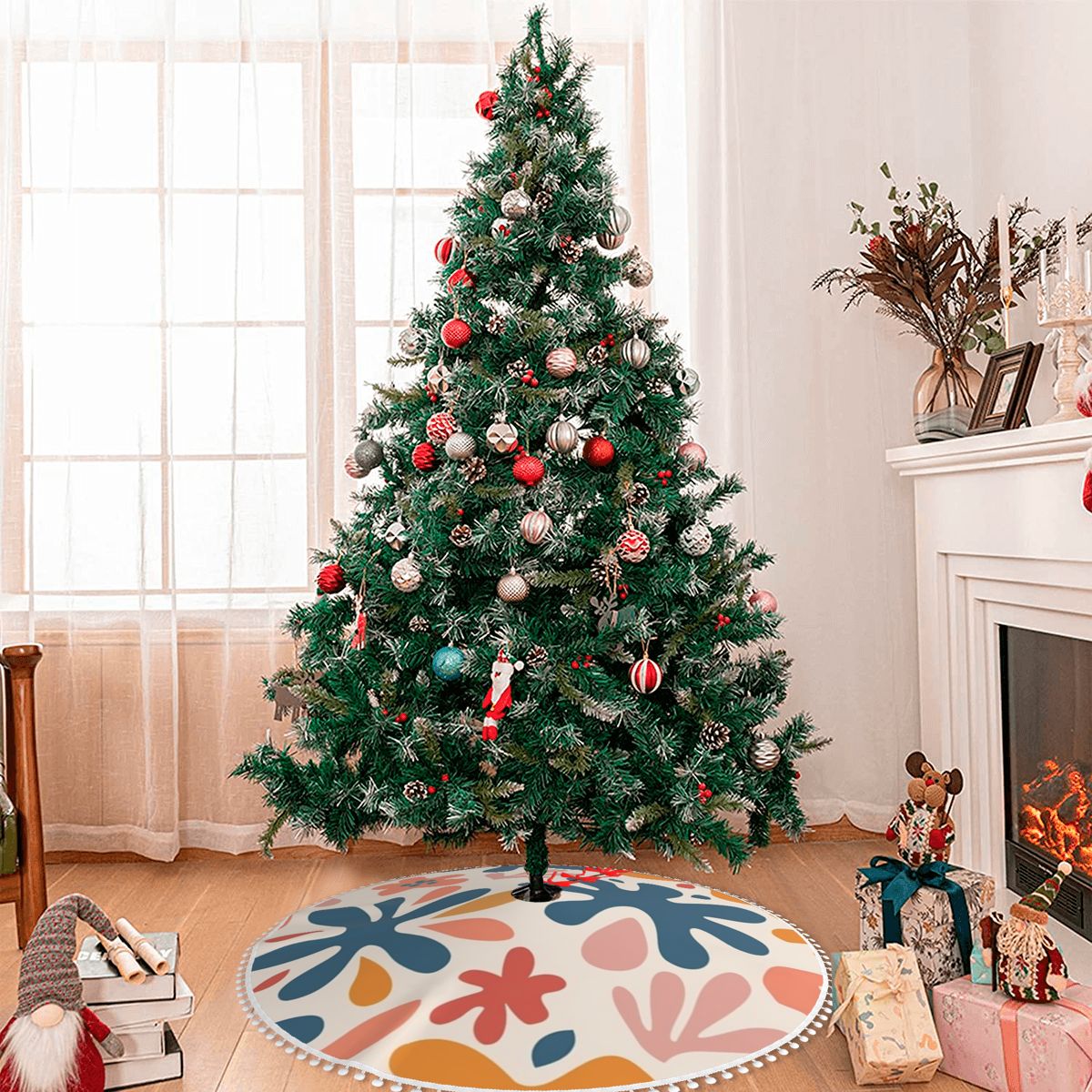 Thickened Christmas Tree Skirt with Pom-Poms