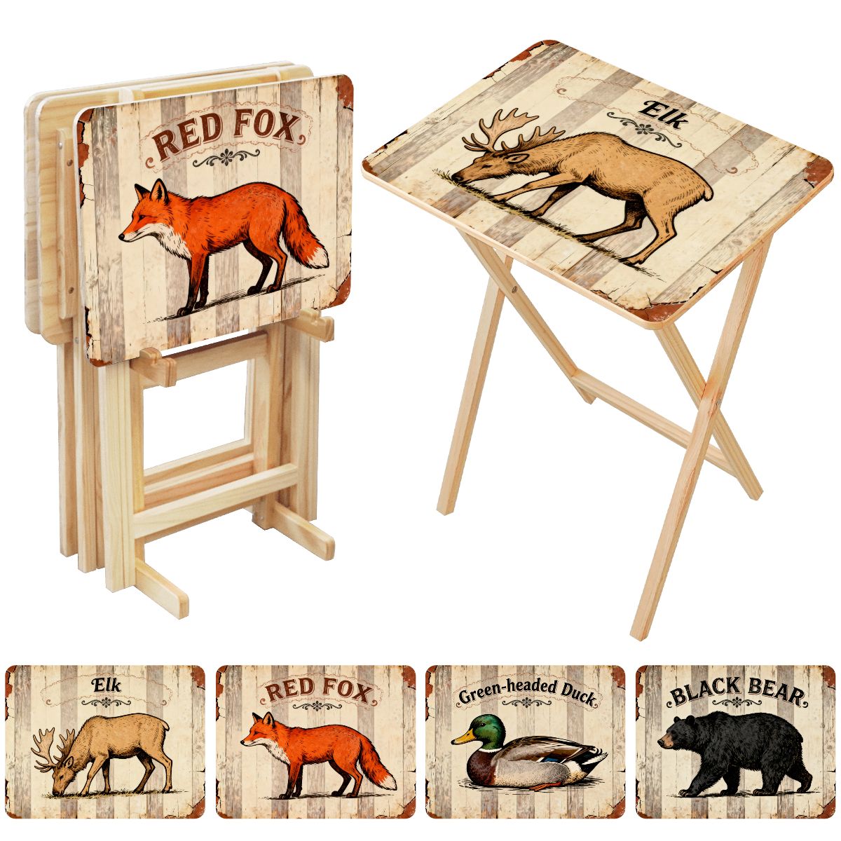 TV Trays with Storage Rack