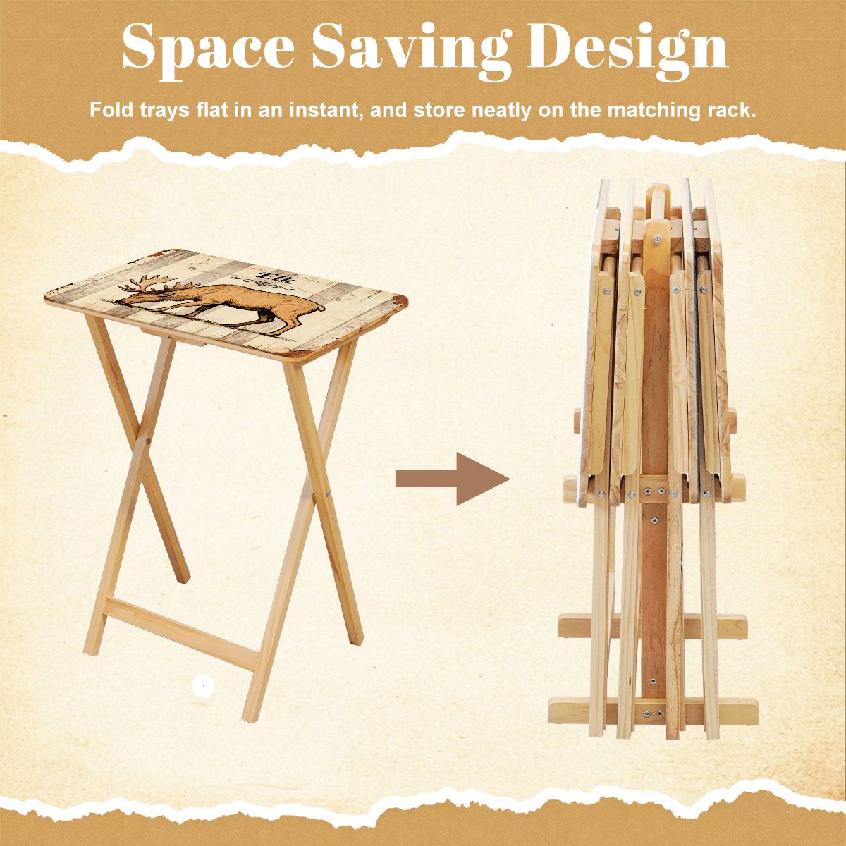 TV Trays with Storage Rack