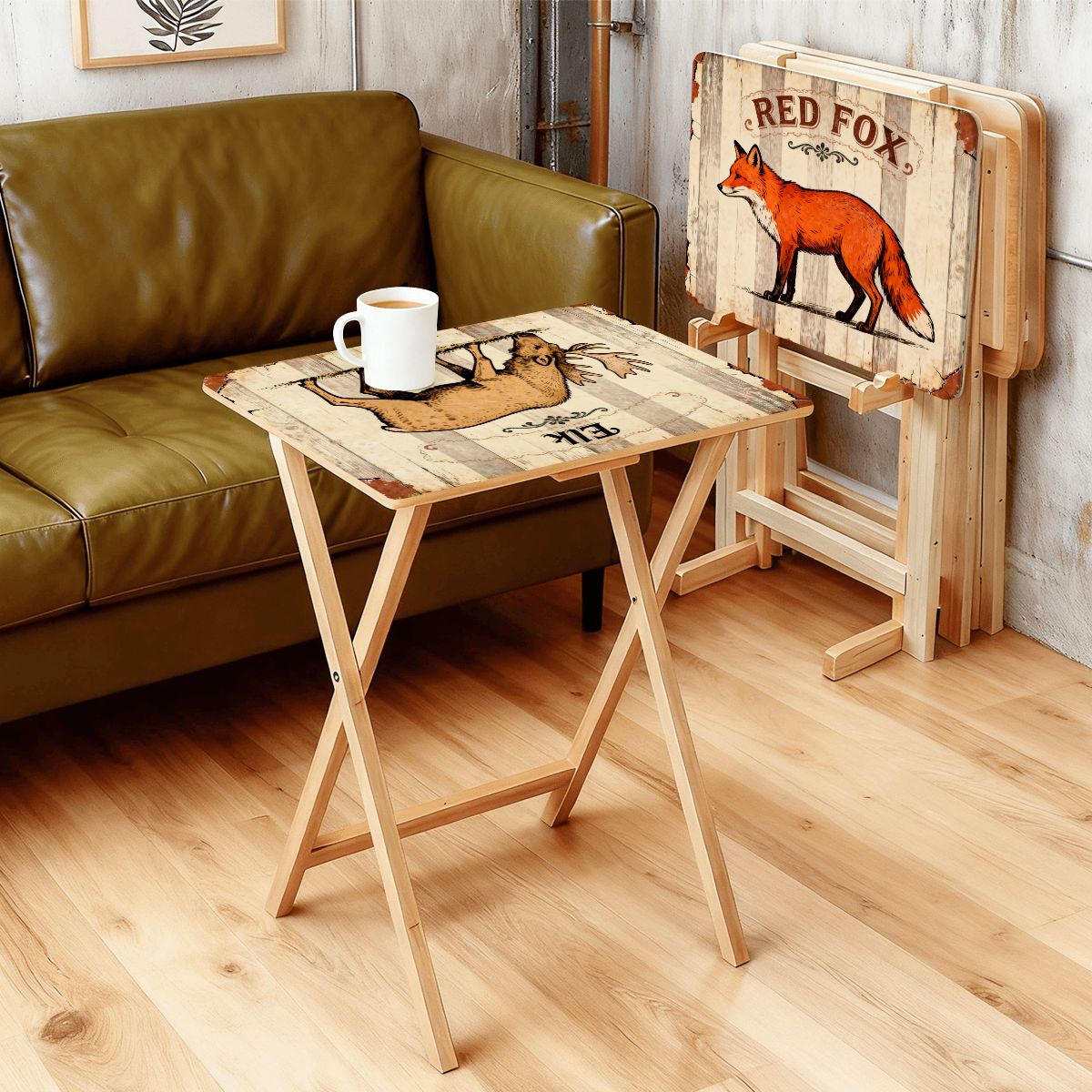 TV Trays with Storage Rack