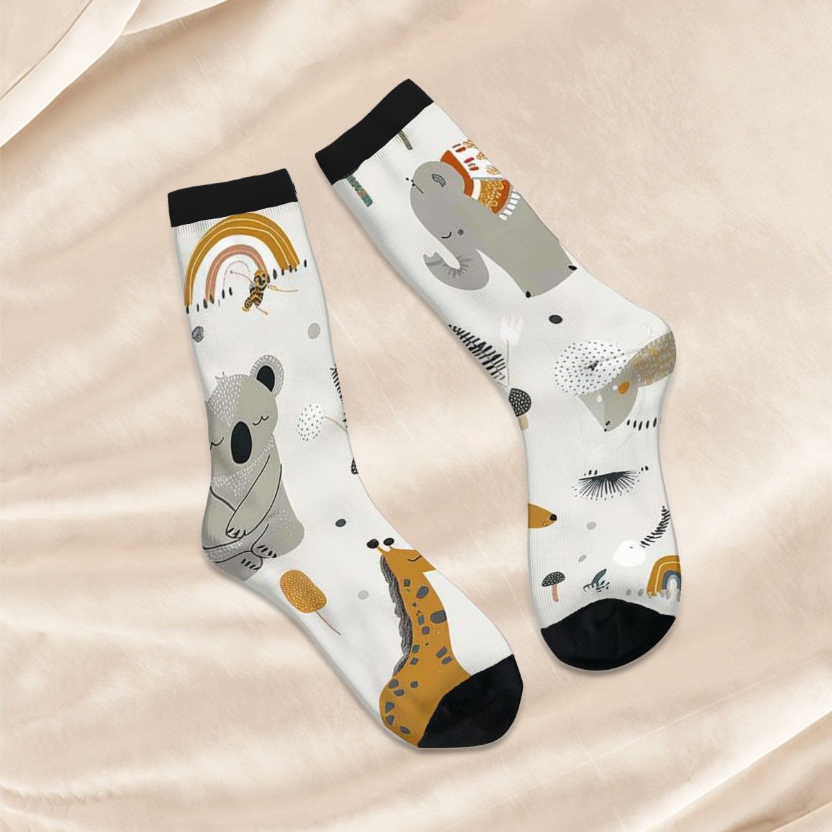 Two Tone Calf-Length Socks