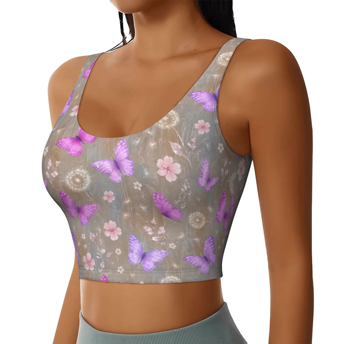 U Neck Athletic Crop Tank Top