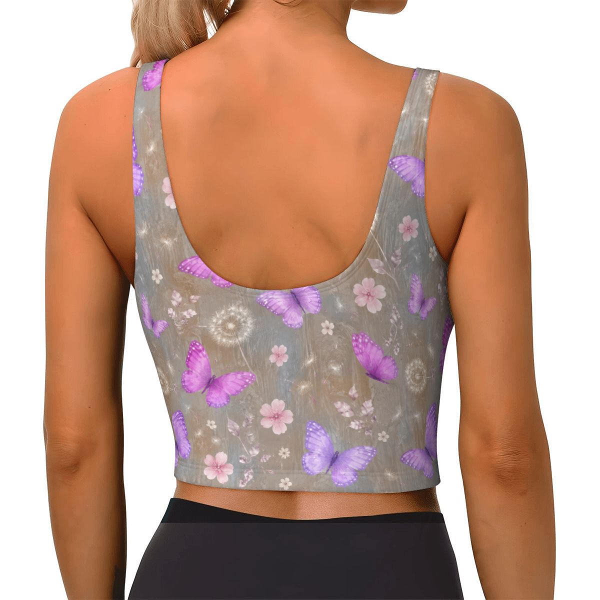 U Neck Athletic Crop Tank Top