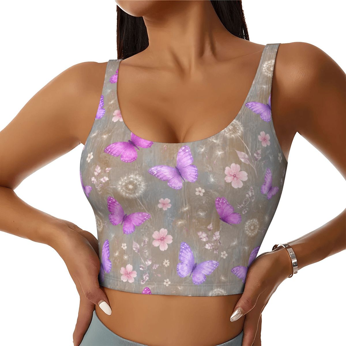 Top corto sportivo con scollo a U