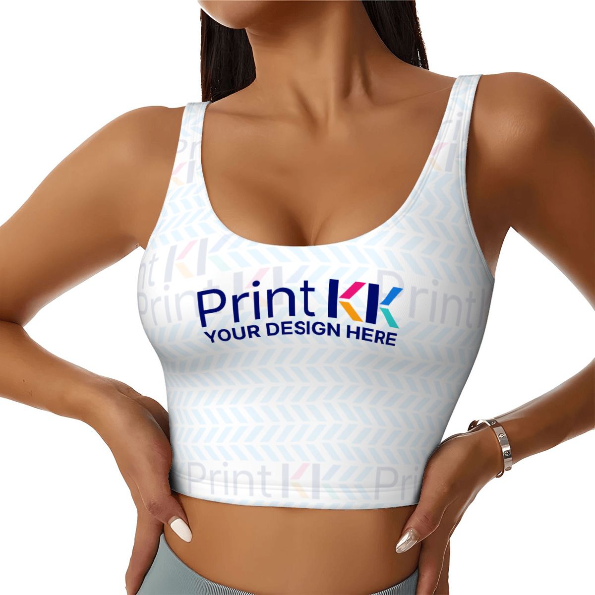 Top corto sportivo con scollo a U