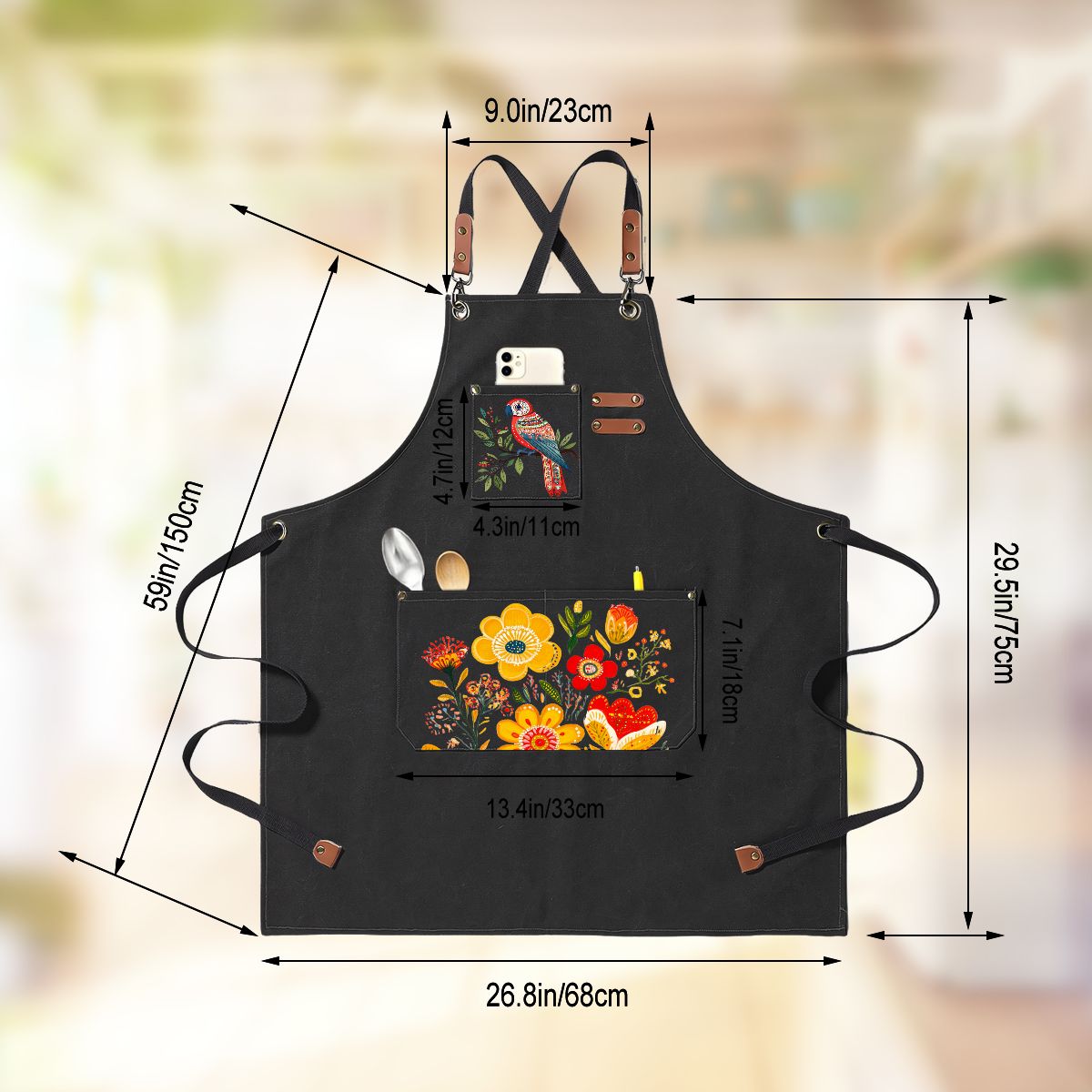 Unisex Canvas Cross Back Apron with Pockets