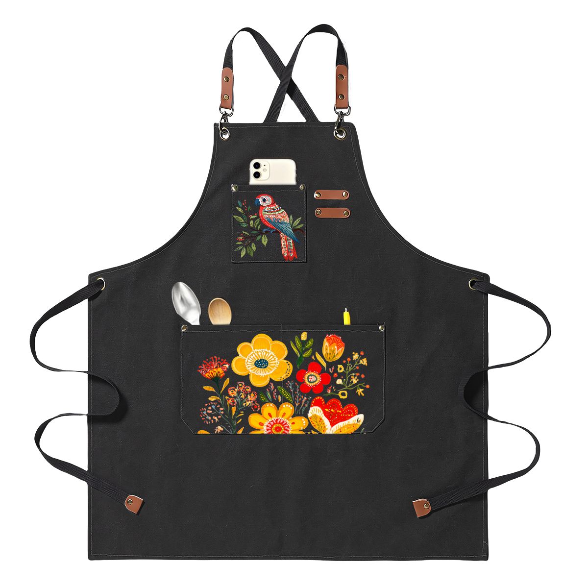 Unisex Canvas Cross Back Apron with Pockets