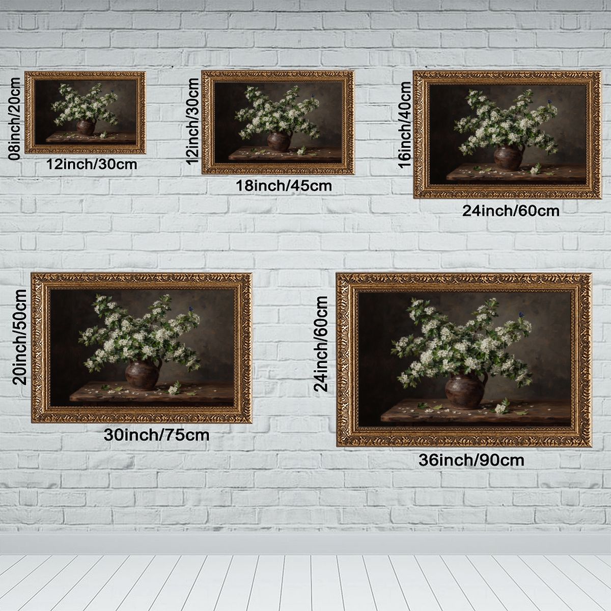 Vintage Gold Framed Canvas Prints Wall Art (3:2) (Made in USA)
