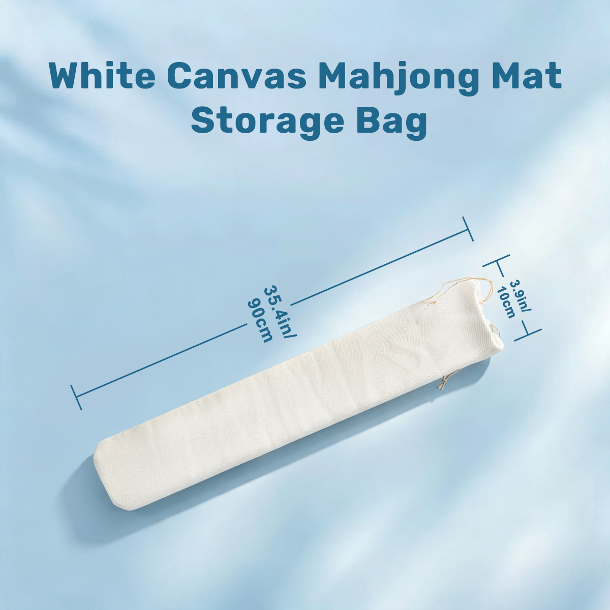 Sac de rangement pour tapis de mahjong en toile blanche
