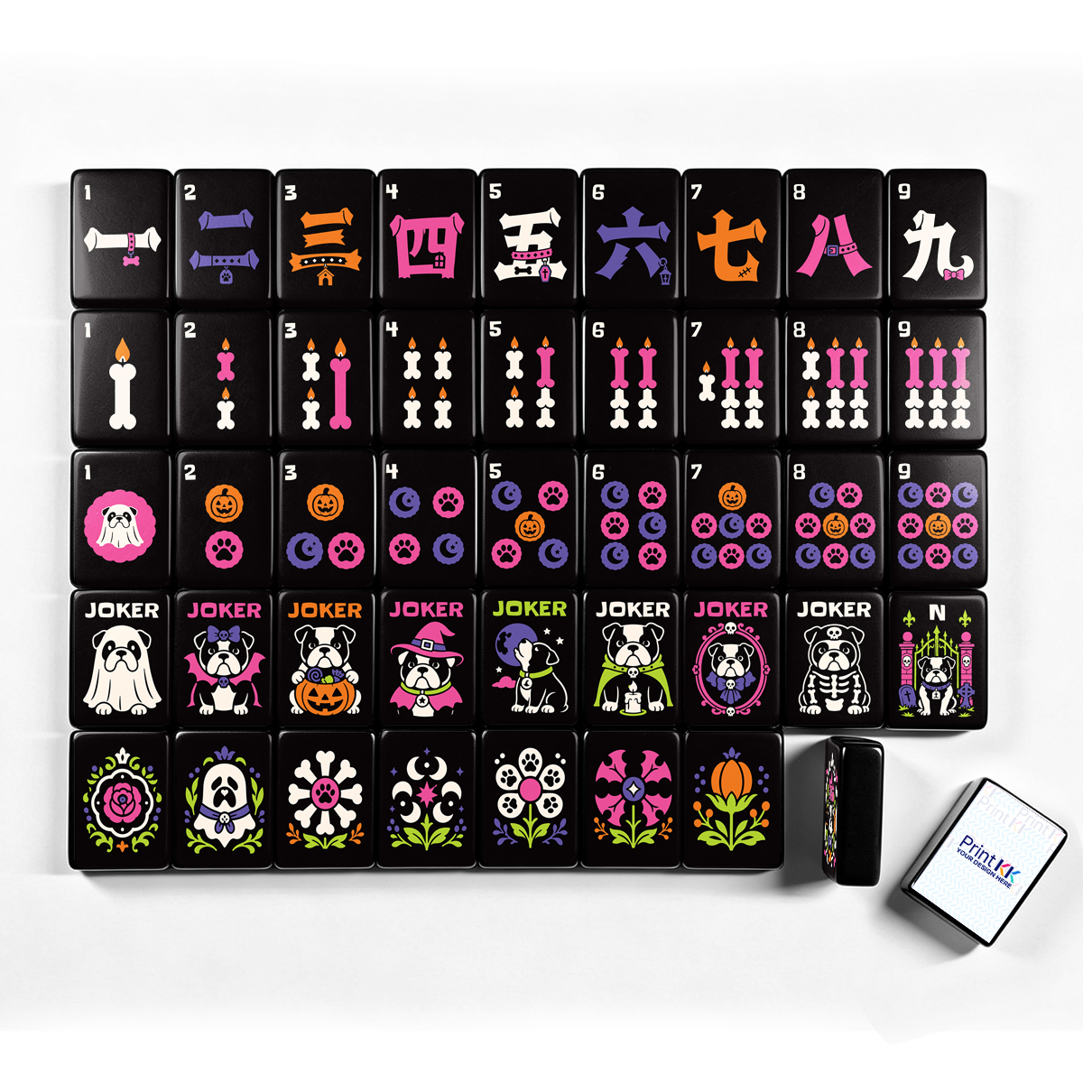 邪悪なブルドッグ ハロウィン麻雀牌 - シングルレイヤー