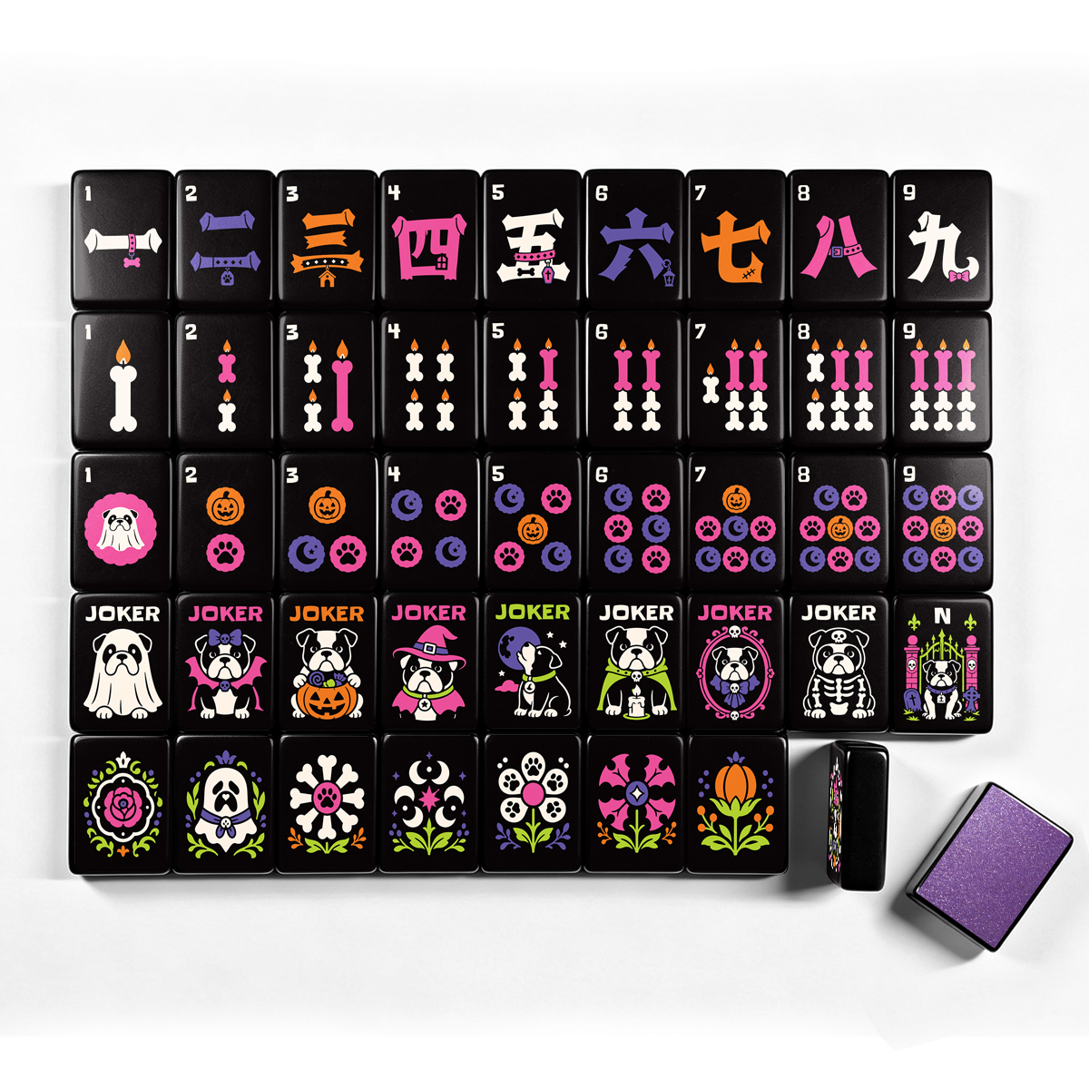 邪悪なブルドッグ ハロウィン麻雀牌 - シングルレイヤー