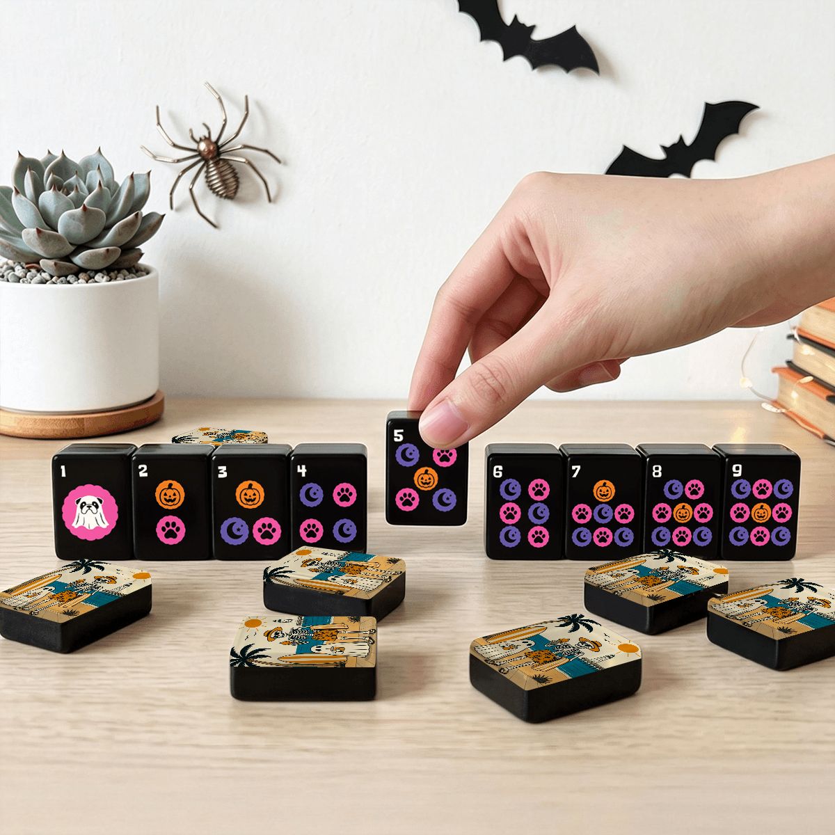Wicked Bulldog Halloween Mahjong Tiles