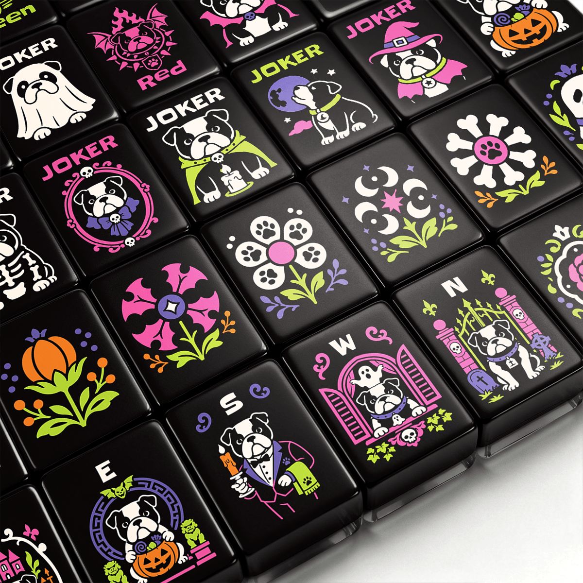 Wicked Bulldog Halloween Mahjong Tiles
