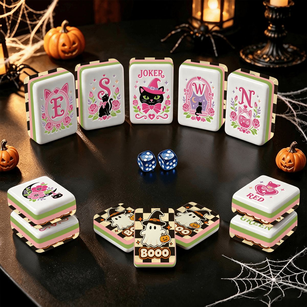 Witch's Familiar Halloween Mahjong Tiles