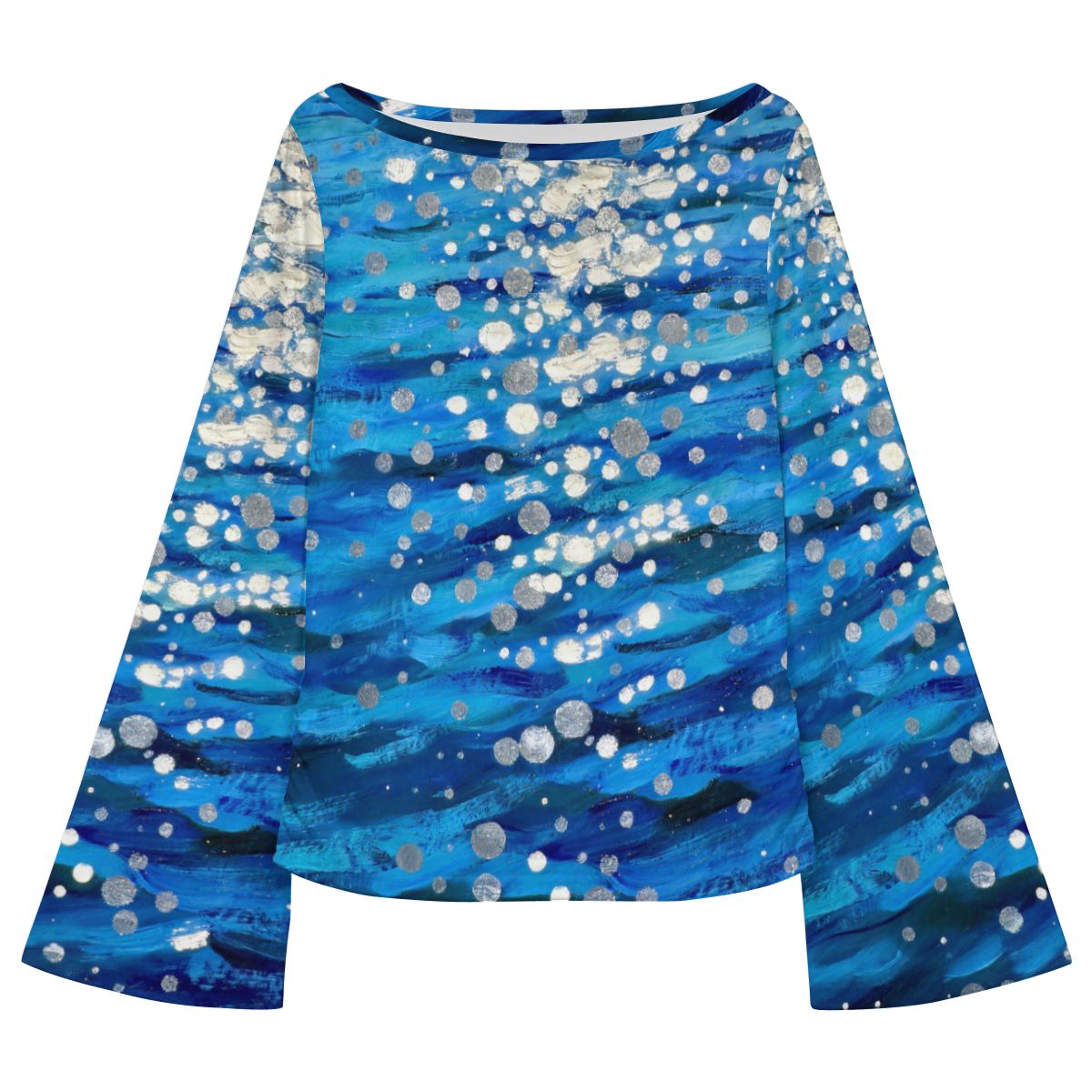 Top Feminino com Decote Barco e Manga Flare