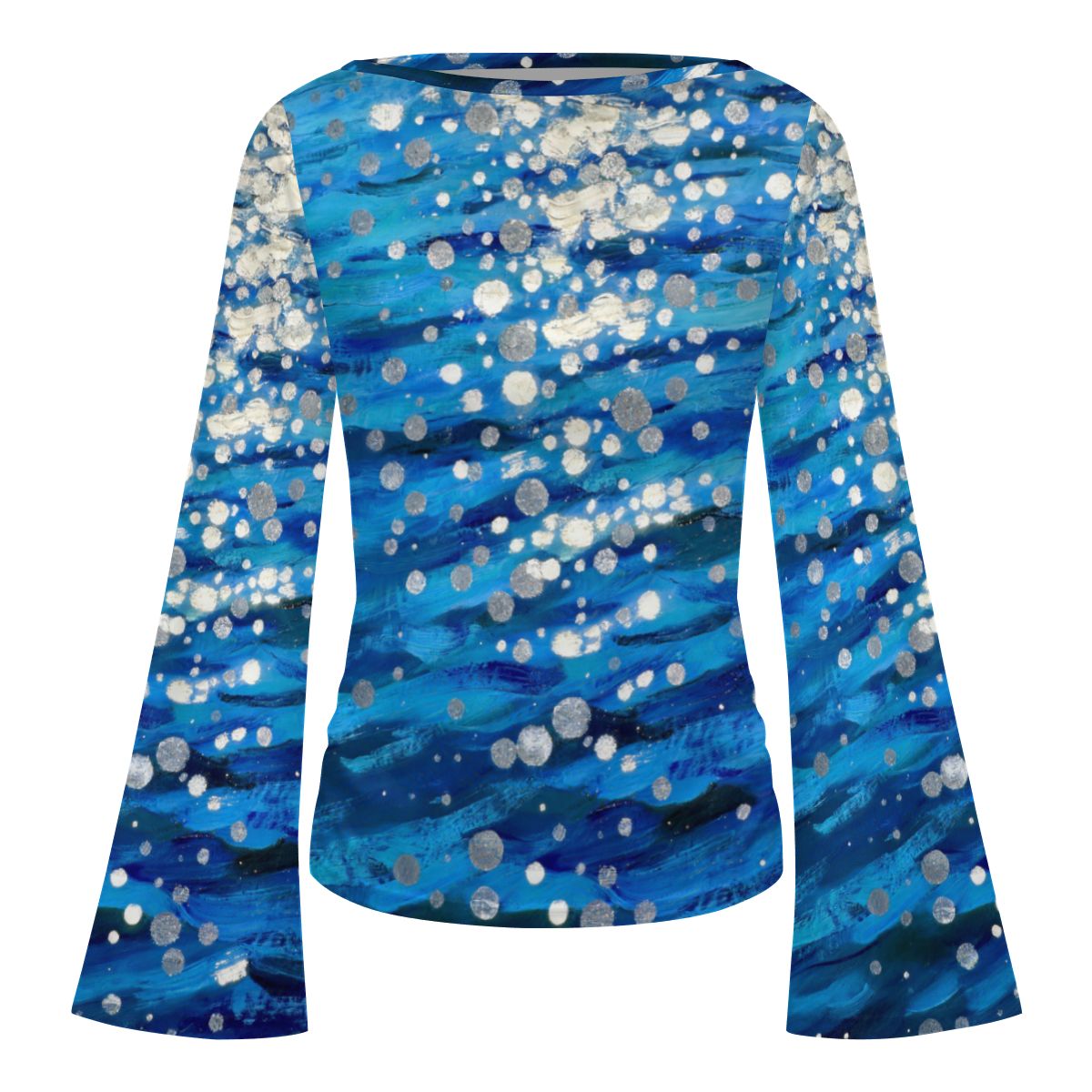 Top Feminino com Decote Barco e Manga Flare