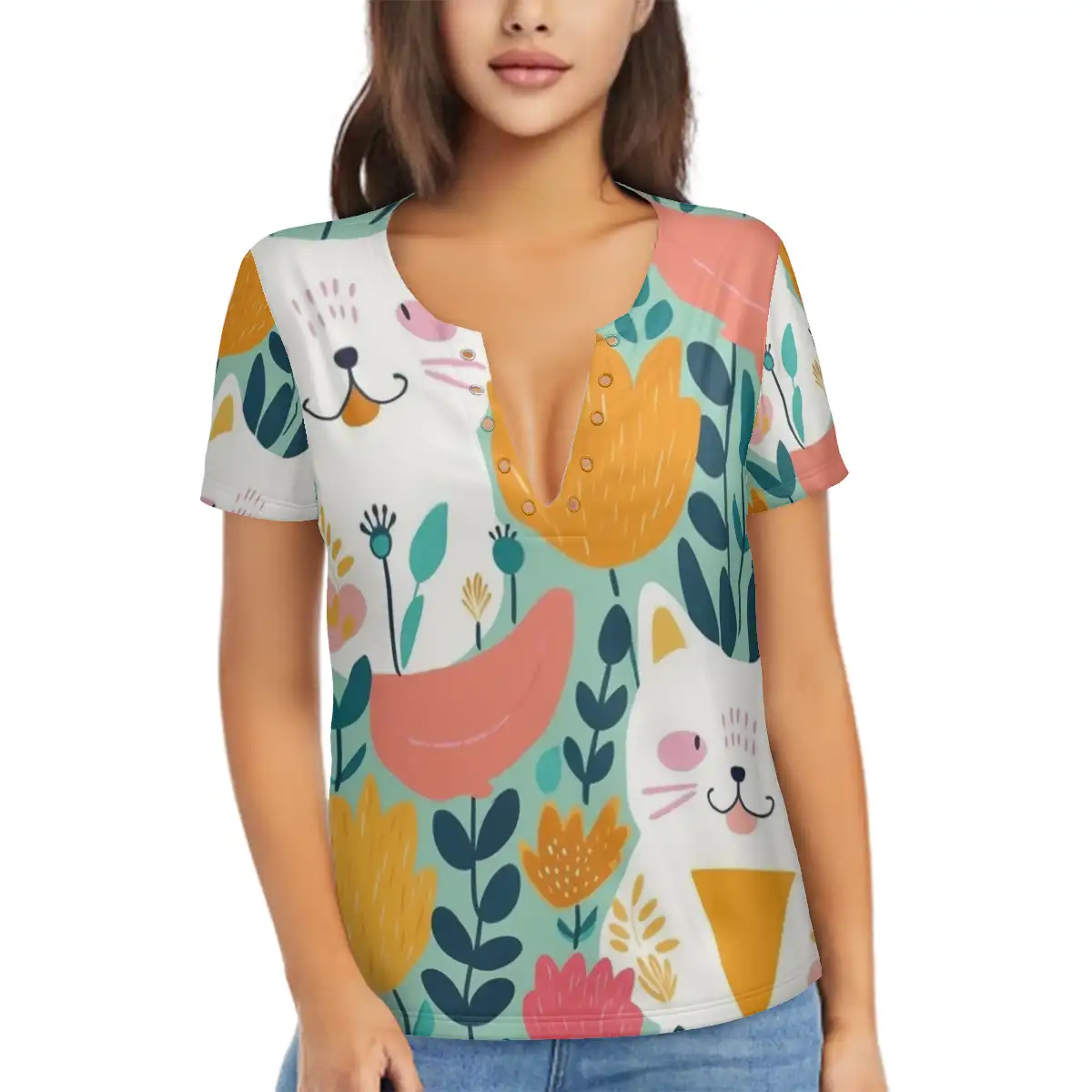 Women's Deep V Neck T-Shirt