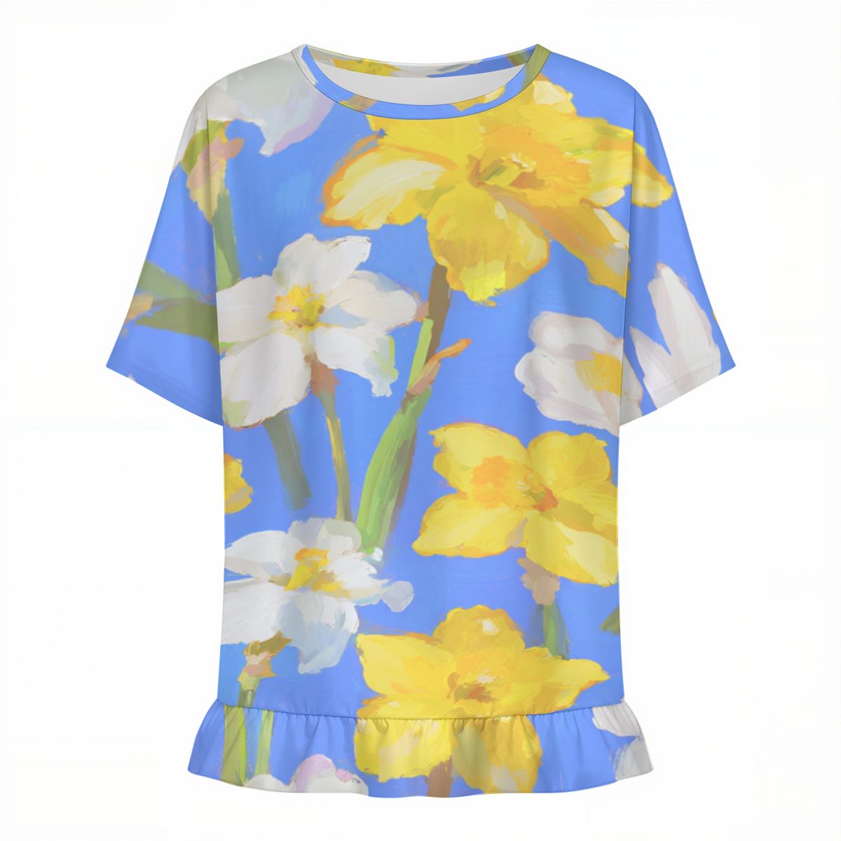 女性用フリルヘム半袖Tシャツ