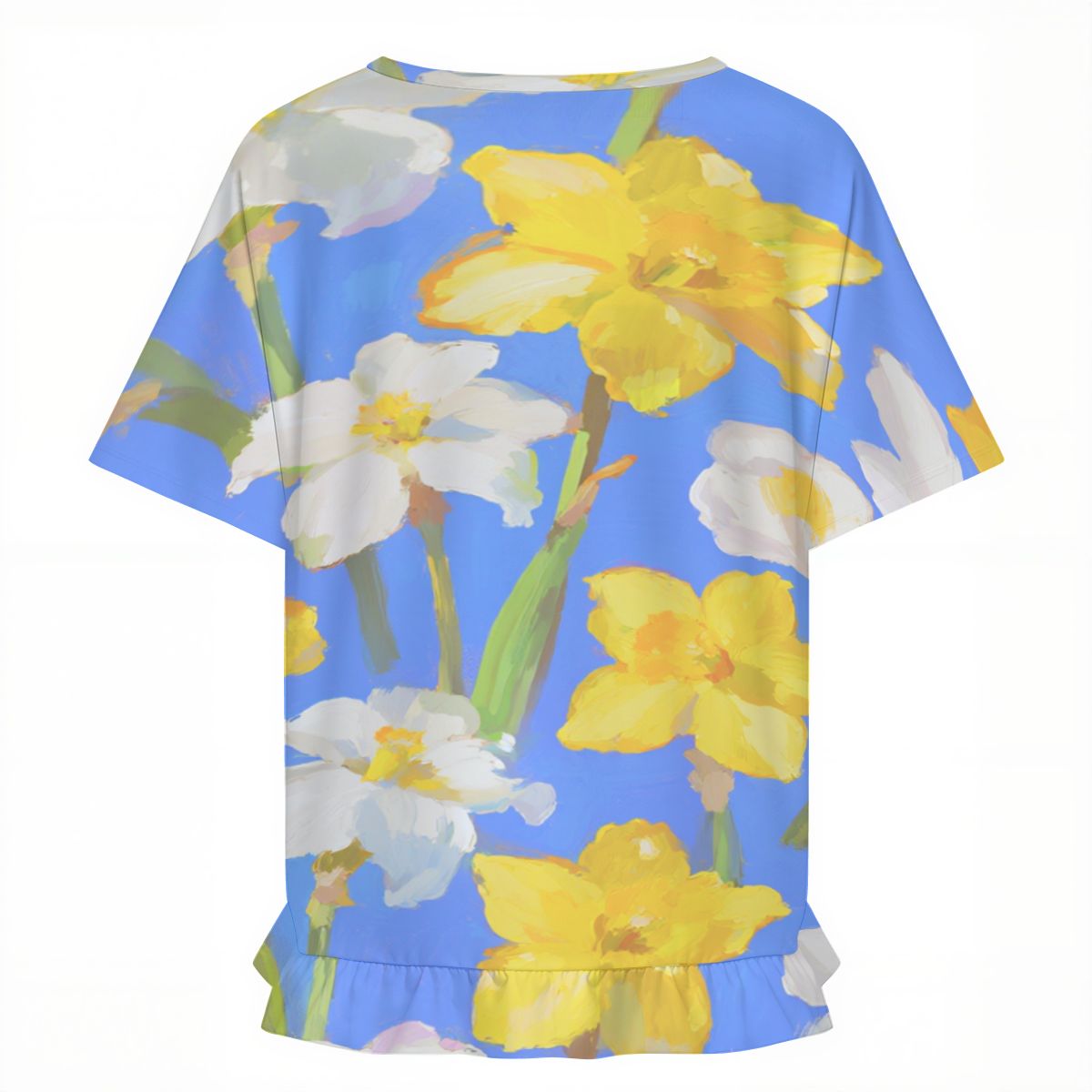 女性用フリルヘム半袖Tシャツ