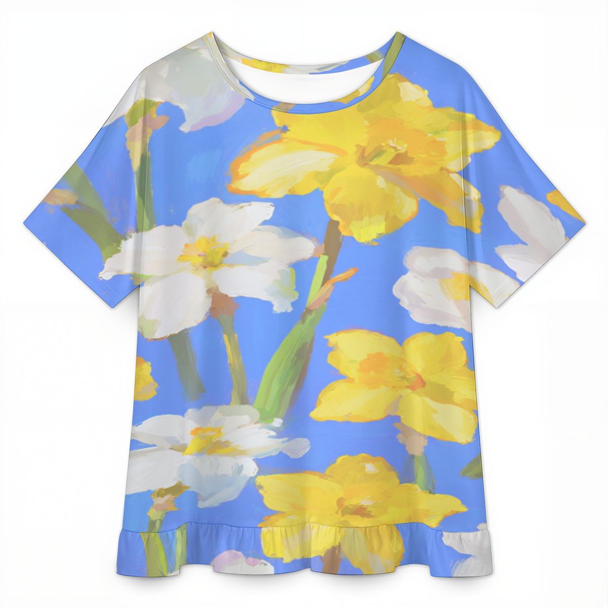 女性用フリルヘム半袖Tシャツ