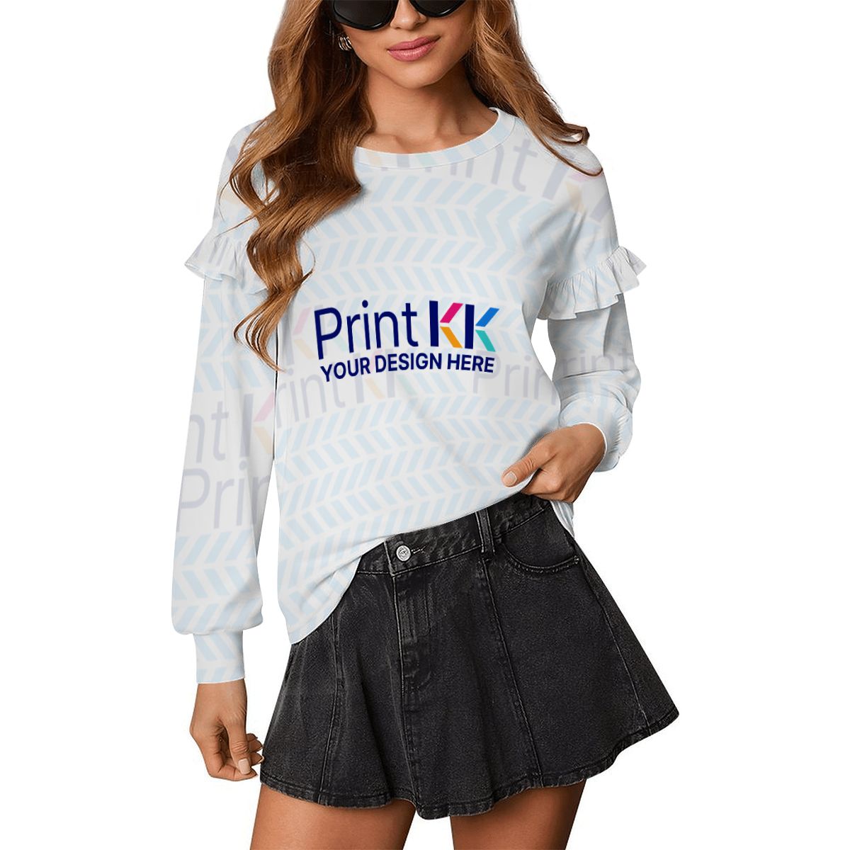 女性用フリルショルダースウェットシャツ