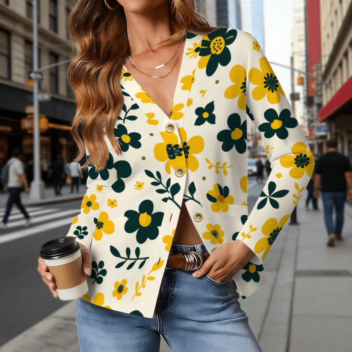 Women's V Neck Lightweight Cardigan