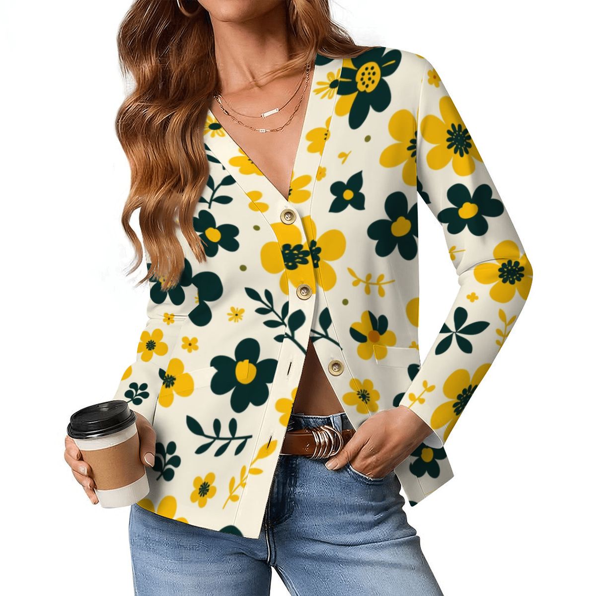 Women's V Neck Lightweight Cardigan