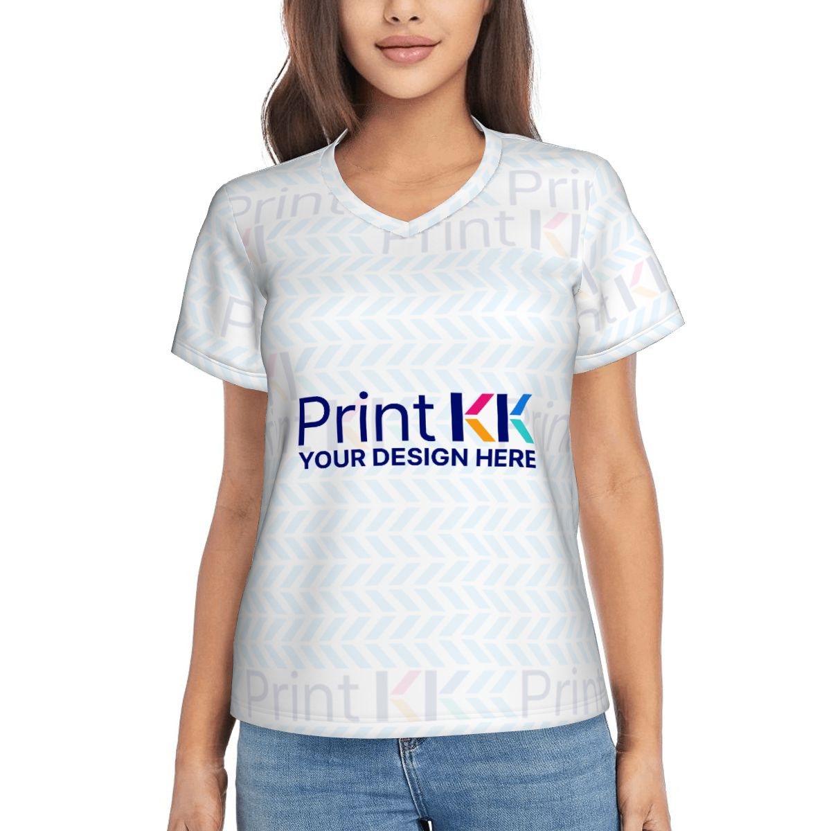 Maglietta da donna con scollo a V e maniche corte