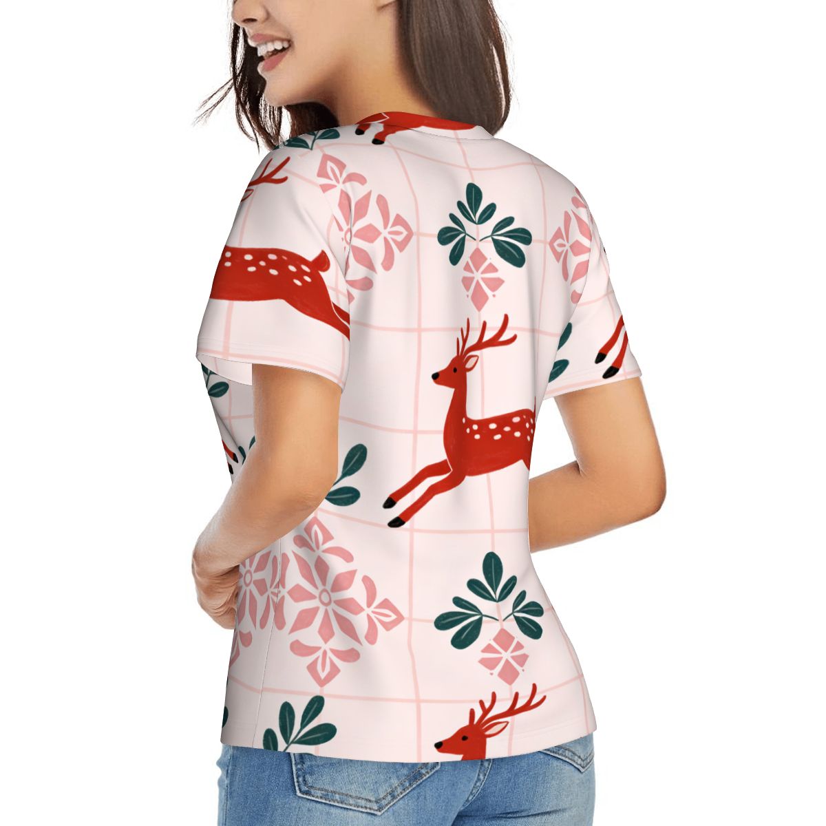 Maglietta da donna con scollo a V e maniche corte